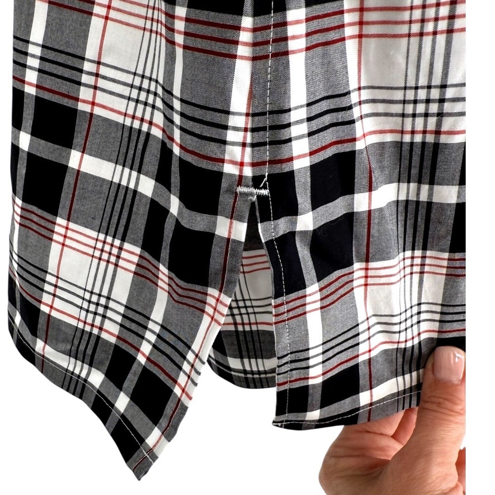 Talbots Plaid Long Sleeve 1/2 Button Popover Blouse Top Sz 10 Wrinkle Resistant - Picture 7 of 12